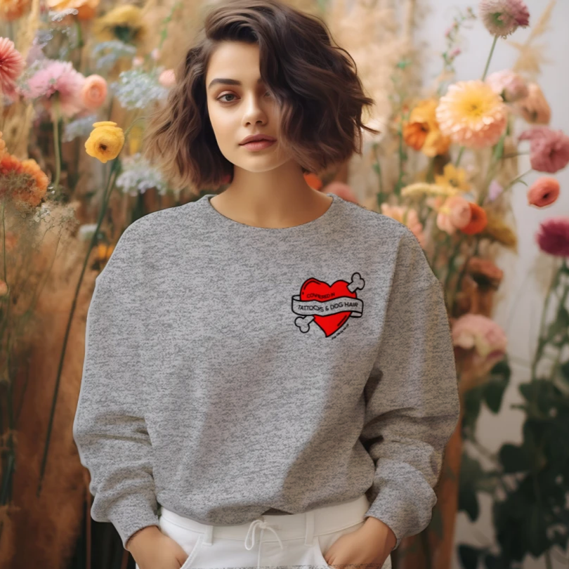 Covered in Tattoos and Dog Hair Crewneck Sweatshirt